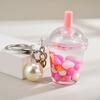 Quicksand Pearl Milk Tea Pendant - Creative Chain Accessory for Keychains, Phones, or Backpacks