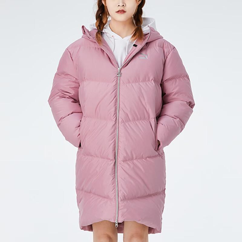 Puma Теплая спортивная куртка-пуховик средней длины с капюшоном женская куртка розовая фиолетовая 530031-16