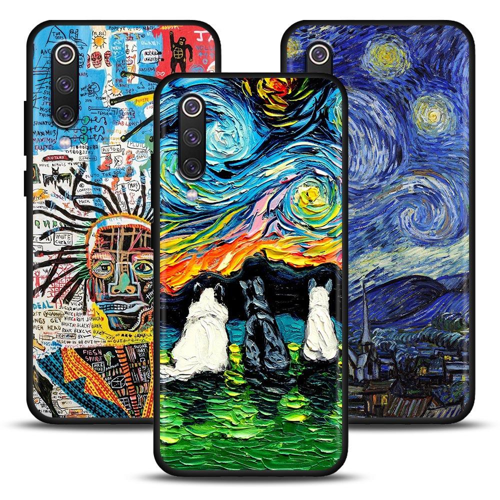 Мягкий чехол с изображением кота Ван Гога, звездной ночи, маслом для Xiaomi Mi 9 9se 8 10 10T A2 Lite 10S 9T CC9 Note 10 Pro 9Lite, чехол Fundas