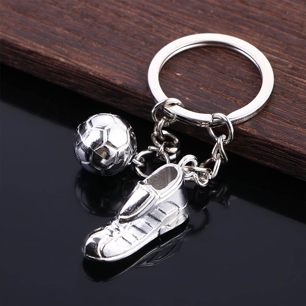 Steel Football Ball Sport Hanging Keychain Football Key Chain Metal Chain Soccer Shoes Key Rings