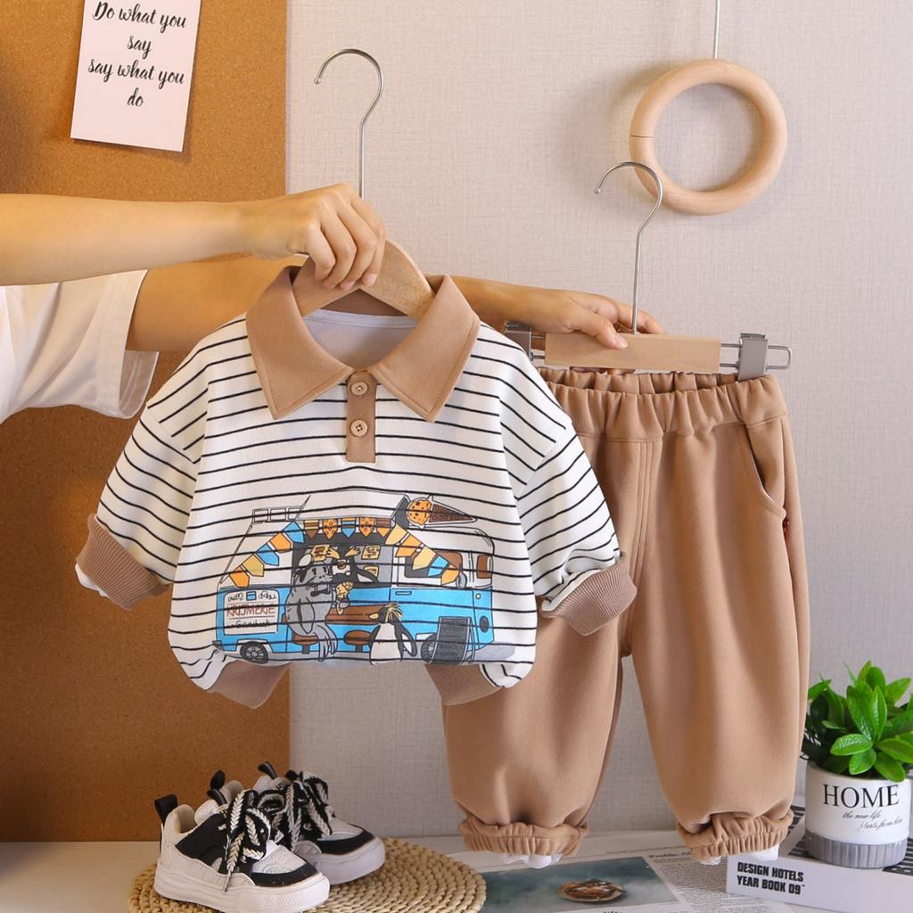 Детский повседневный комплект с длинным рукавом, удобные наряды для повседневной носки