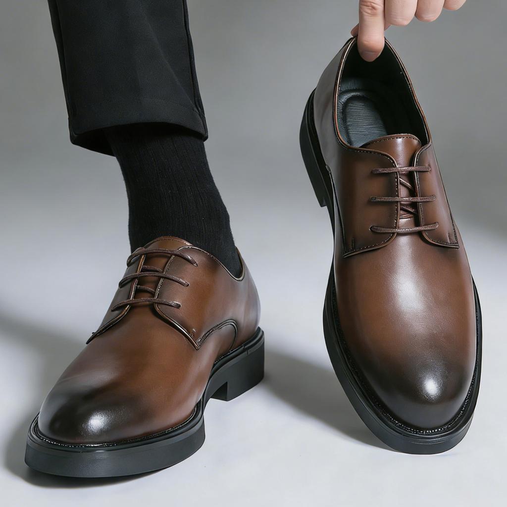 Classic Men Dress Shoes Lace Up Derby Shoes Formal Business Lesther Shoes Anti Slip Wear-resistant Office Daily Casual Shoes