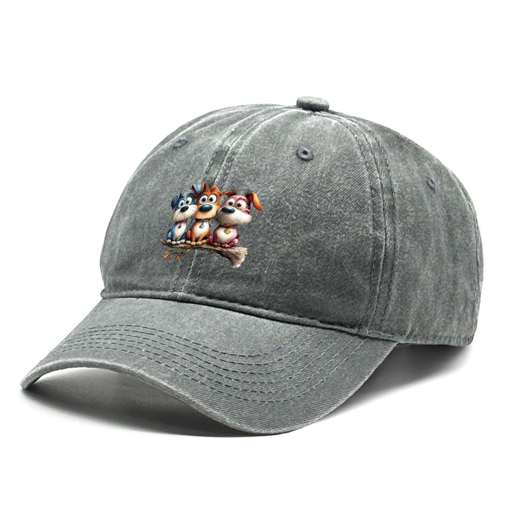 Cartoon Dog Tree Branch Printed Baseball Cap Adjustable Fashion Baseball Hat Cozy Distressed Sport Hat For Streetwear Travelling