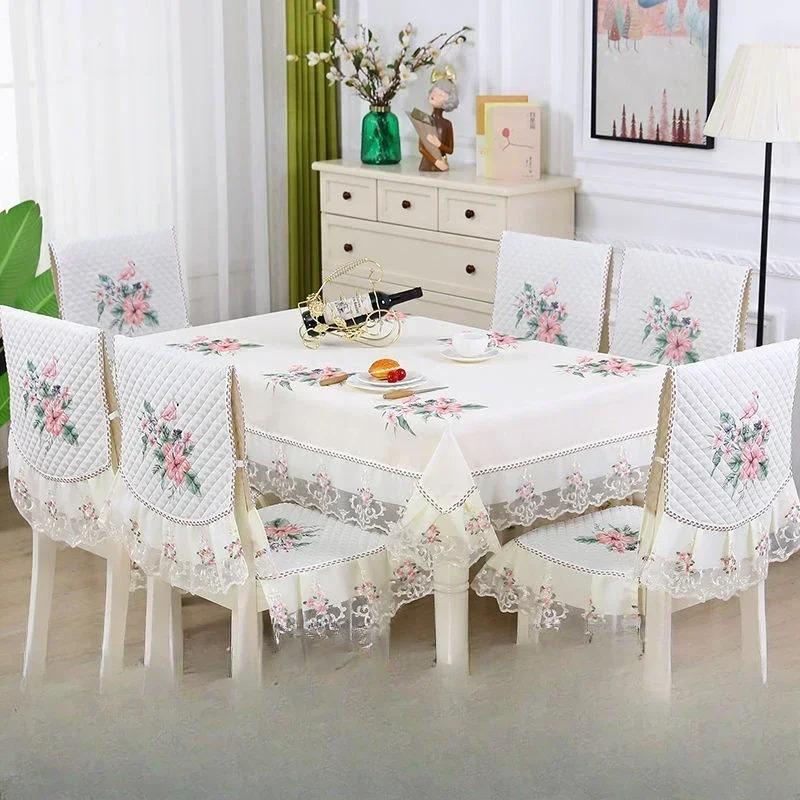 Легкий роскошный волнистый кружевной чехол на стул, утолщенная тканевая подушка для обеденного стола, европейский стиль, большой цветочный скатерть, чехол на стул