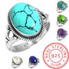 Кольцо из стерлингового серебра 925 пробы женское с драгоценным камнем ручной работы Ювелирное изделие Подарок на годовщину Синий Зеленый Фиолетовый Медный Бирюза Жемчуг Ляпис Перламутр Солитер