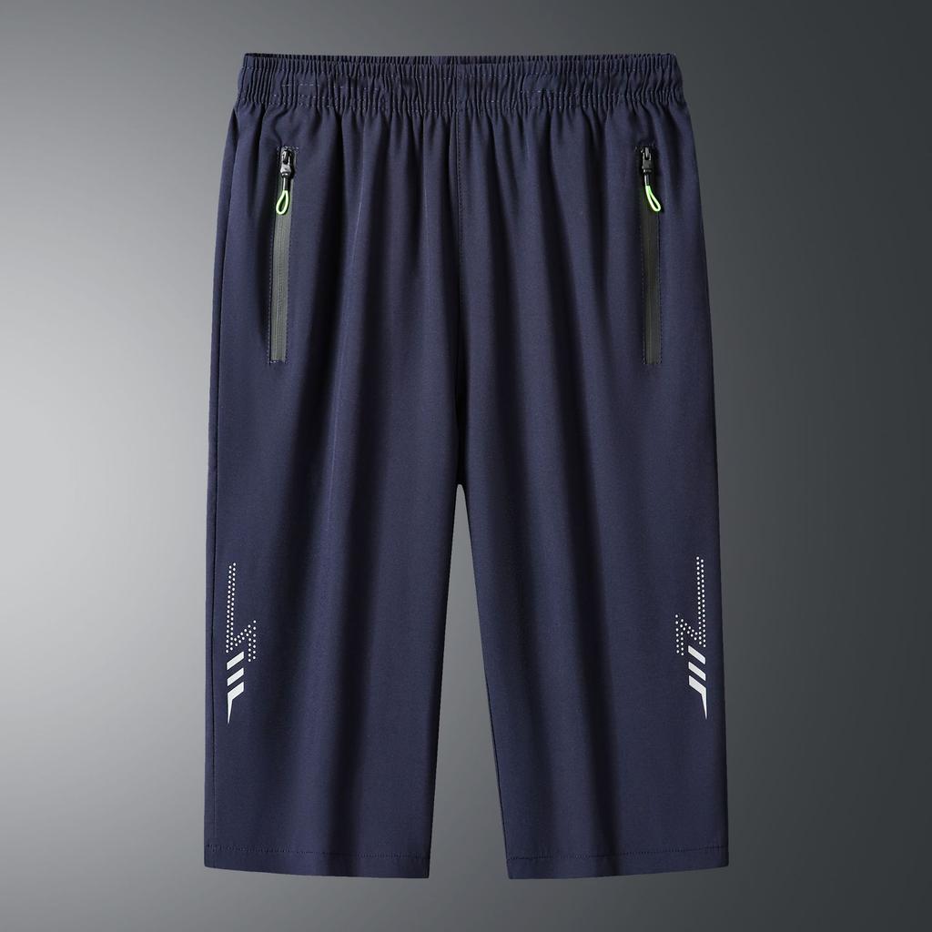 Мужские летние повседневные брюки большого размера, быстросохнущие, прямые, тонкие, спортивные, семиминутные брюки