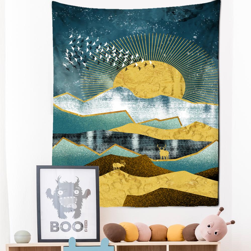 Неоновая картина, гобелен, настенный подвесной богемный стиль, Лось, кои, психоделическое колдовство, домашний декор для гостиной