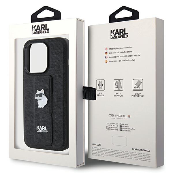 Karl Lagerfeld Klhcp14Lgsachpk Iphone 14 Pro 6.1 Czarny/Black Hardcase Gripstand Saffiano Choupette Pins