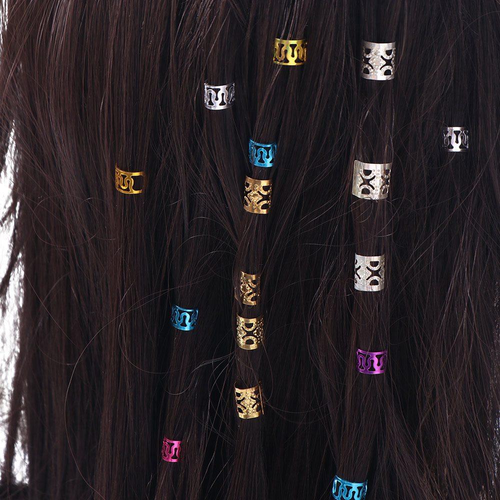 40pcs Metal Cuff Clips Hollow Out Hair Ring Hair Braiding Hair Braid Tubes for Braids