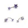 Colorful Pentagram Zircon Stainless Steel Navel Nail Charming Star Shape Crystal Navel Belly Ring Women Body Piercing Jewelry