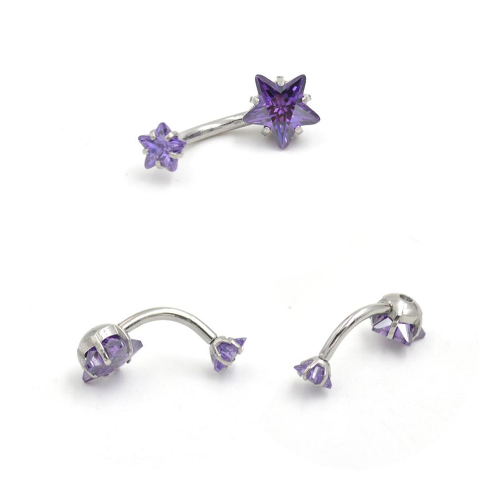 Colorful Pentagram Zircon Stainless Steel Navel Nail Charming Star Shape Crystal Navel Belly Ring Women Body Piercing Jewelry