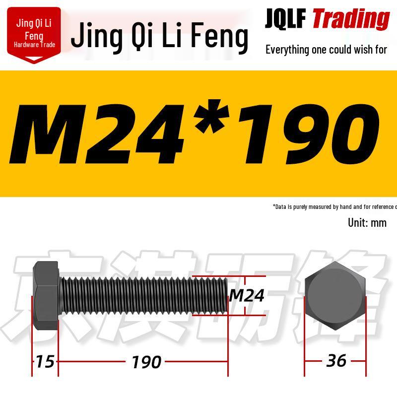 12.9 Grade High-Strength Blackened Hex Bolt M22-M48
