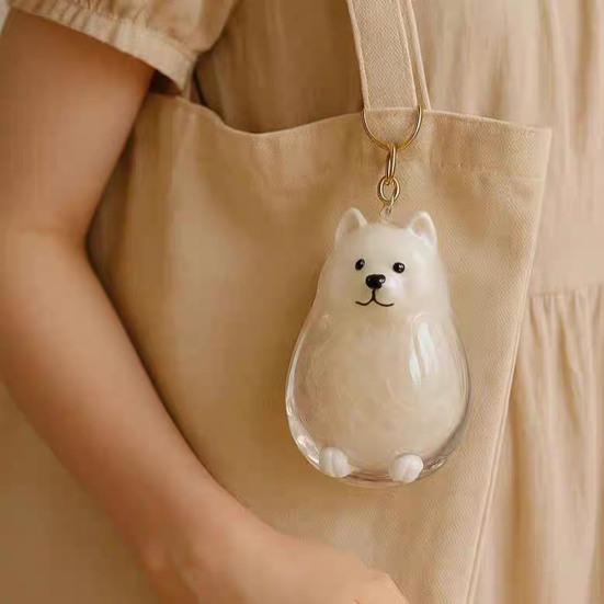 Pet Hair Collector Keychain Transparent Souvenir Capsule Waterproof Design Dog Hair Memorial Keychain