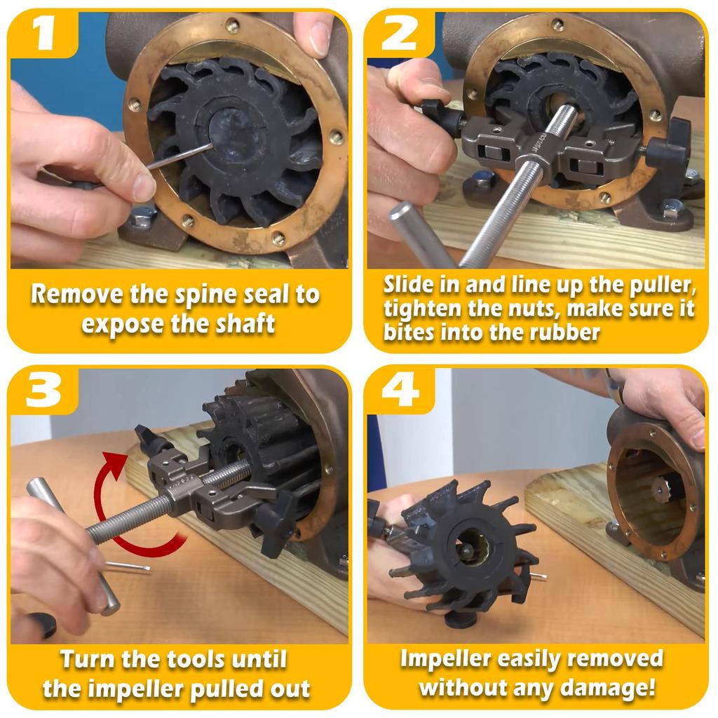 Bzumperyz 660040-1 Инструмент для снятия крыльчатки для 2-1/4" - 2-9/16" Морской съемник крыльчатки для крыльчатки Jabsco