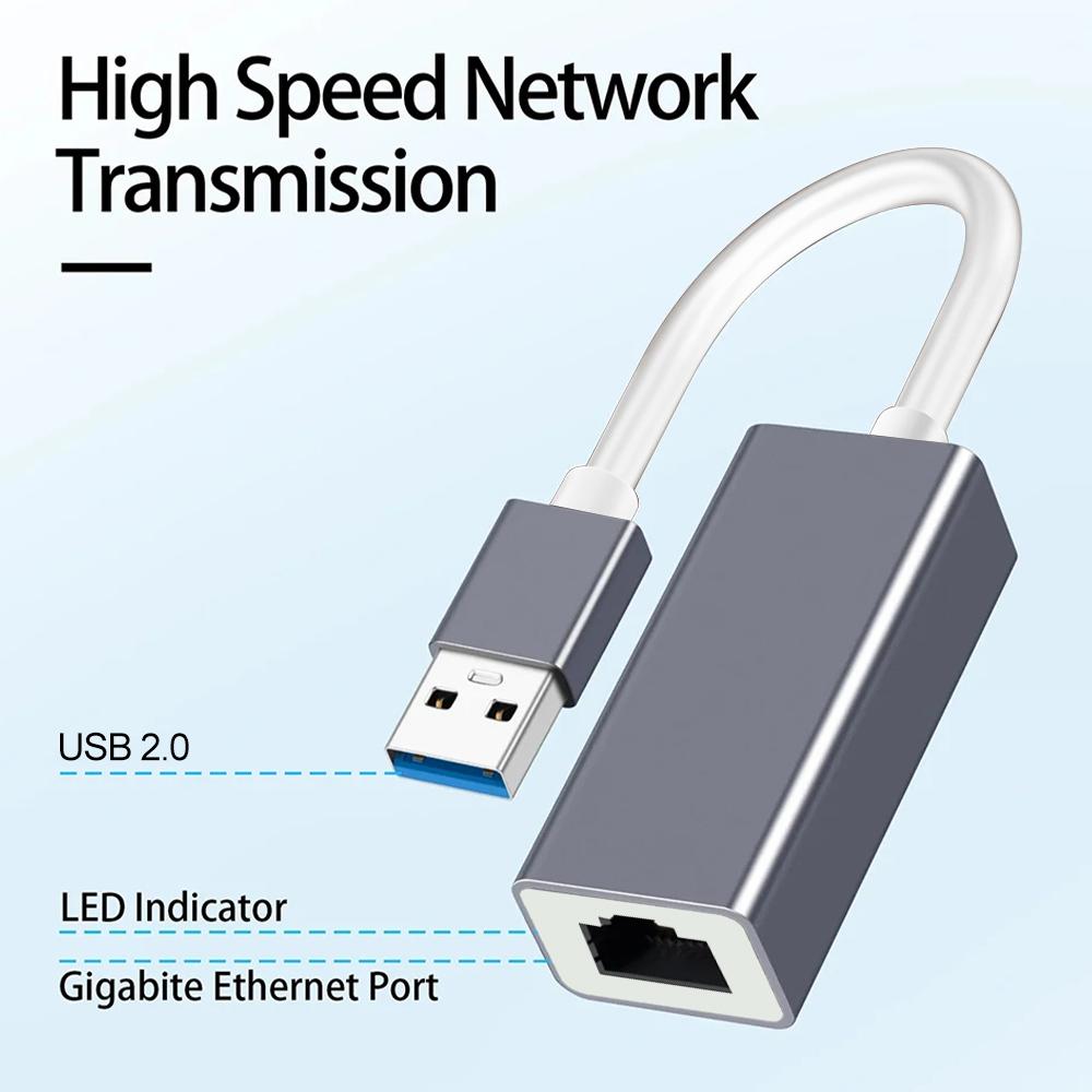 Адаптер USB Ethernet Type C к RJ45, 100 Мбит/с, Plug and Play для ПК, ноутбука, настольного компьютера
