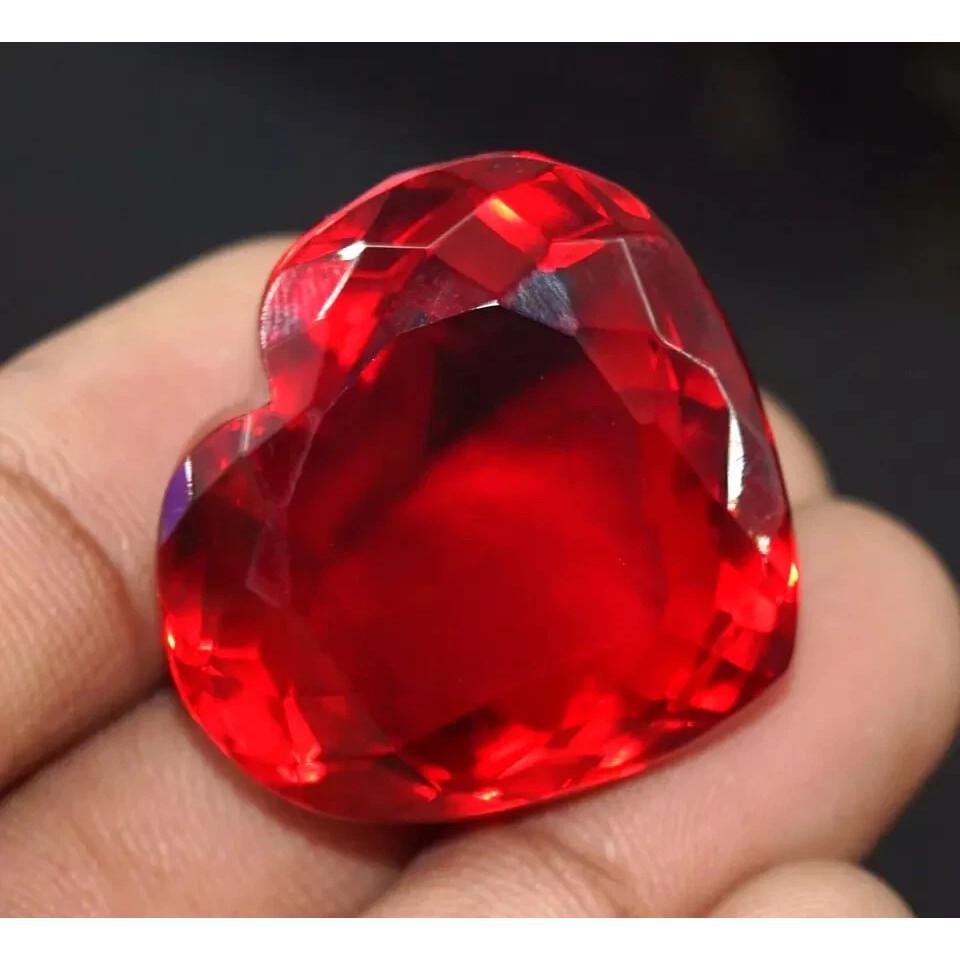 Natural Red Color Topaz Brazilian 100+ Ct Heart Cut Certified Stunning Gemstone