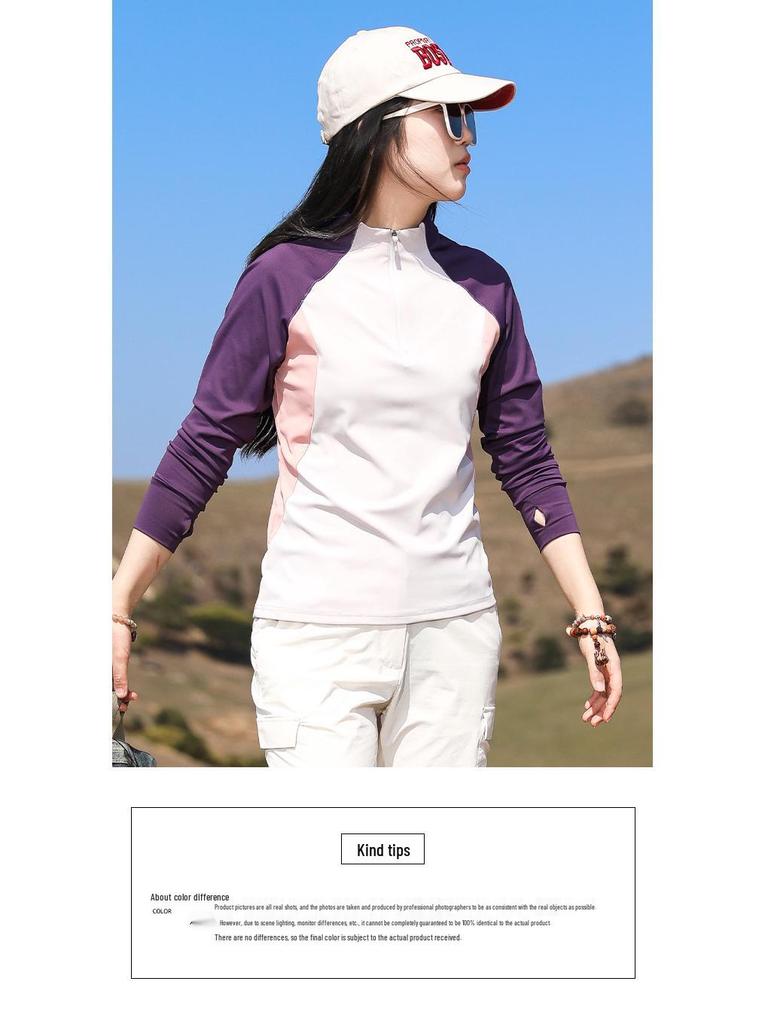 Быстросохнущая женская футболка с длинным рукавом для занятий спортом на открытом воздухе – Защита от солнца, Приятная к коже, Эластичная посадка для бега, пеших прогулок и фитнеса.