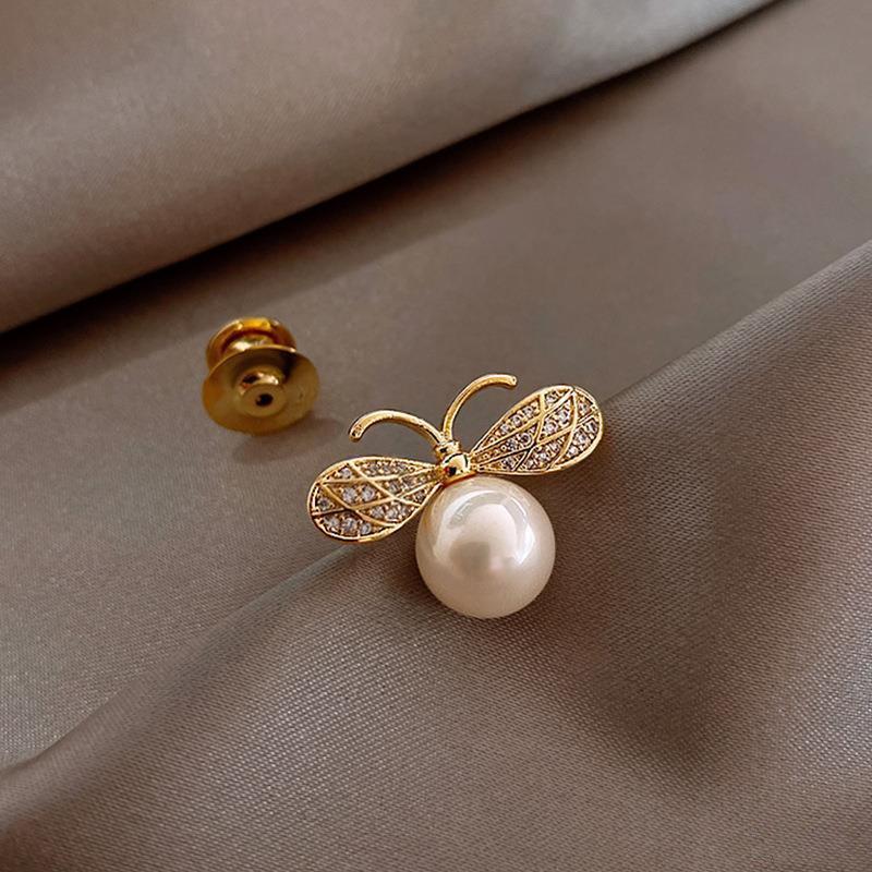 Cute Rhinestone Bee Brooch Women Party Accessories Insect Pearl Corsage Brooches Clothing Accessories