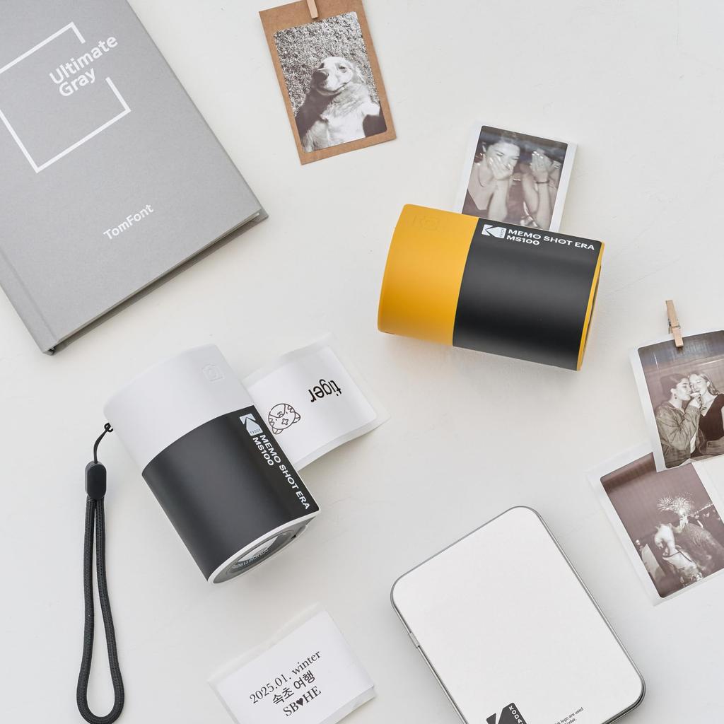 KODAK Memo Shot ERA Toy Camera Photo Label Printer with 1 White & Roll,
