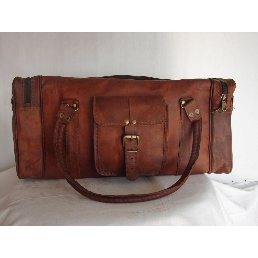 Мужская коричневая дорожная сумка из натуральной козьей кожи для путешествий, спортзала, выходного дня, ночная сумка, НОВАЯ