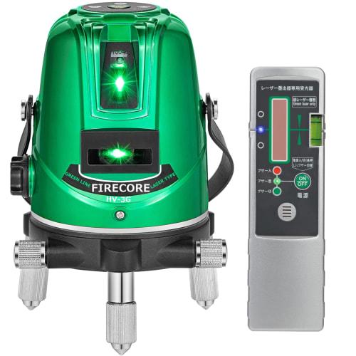 Firecore HV-3G 3-Line Green Laser Level with Receiver, 4-Direction Large Rectangular Line Projection, High Precision, Automatic Correction, High Outpu
