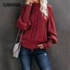 Winter Women's Plus Size Half Turtleneck Sweater Loose Twisted Rope Pullover Long Sleeve Knit Solid Color Sweater