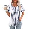 Женская летняя модная повседневная плиссированная футболка с коротким рукавом и круглым вырезом с принтом Топ
