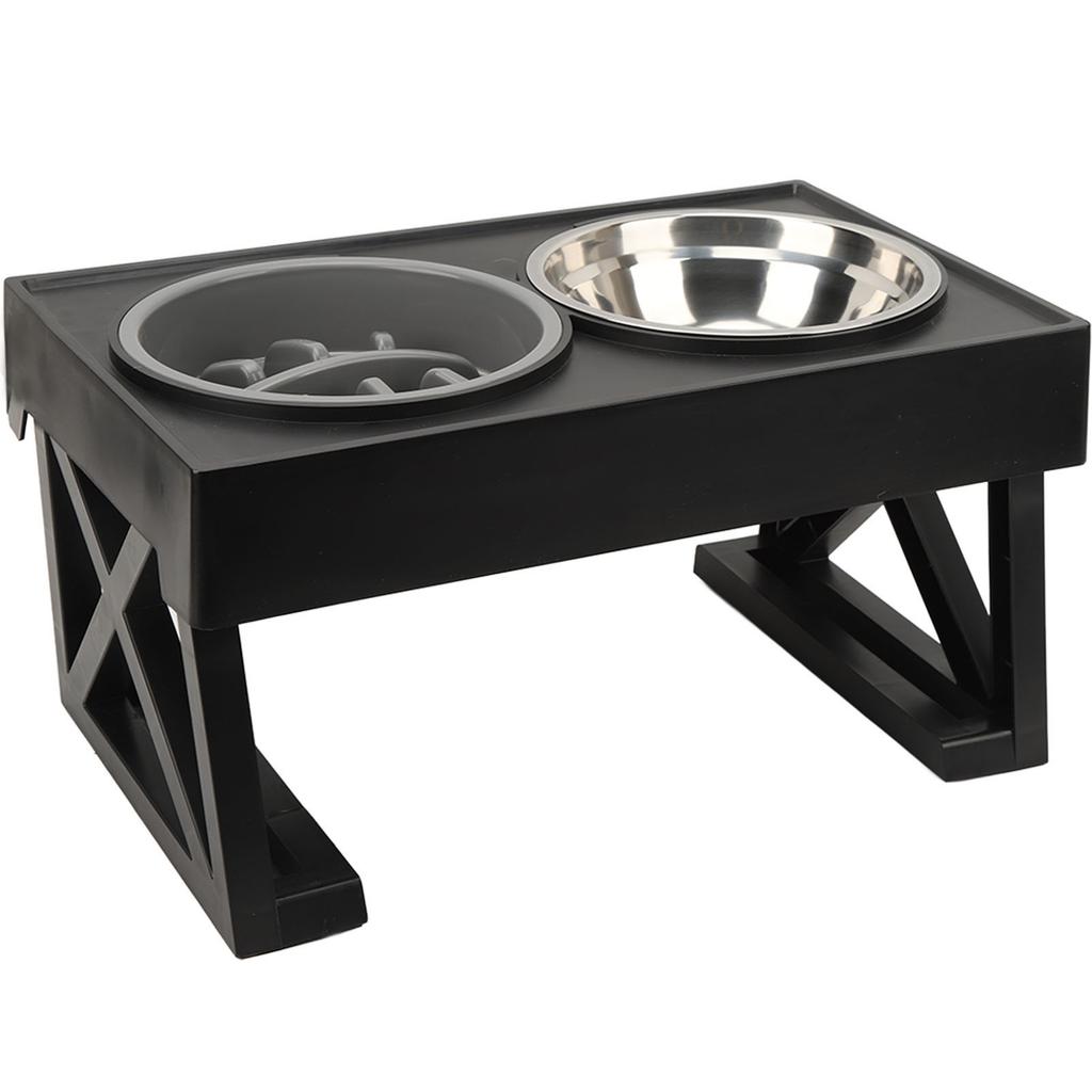 Elevated Dog Bowls with Stainless Steel Dish Height Adjustable Prevent Slip Raised Dog Slow Feeder