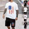 Мужской костюм, летний повседневный дышащий освежающий костюм с принтом 3D-флага, большой мужской свободный топ, модный, короткие рукава
