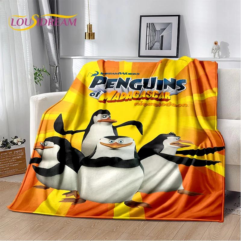 Милые пингвины из мультфильма «Мадагаскар» Плед, Мягкий плед для дома, спальни, кровати, дивана, пикника, путешествий, офиса, Покрывало, Подарок для ребенка