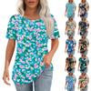 Women's Retro Printed Fashion Casual Round Neck Short Sleeve T-Shirt Top