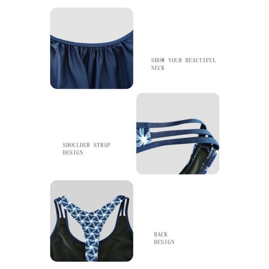 Комплект танкини из 2 предметов: топ с U-образным вырезом, с принтом, с открытой спиной; плавки с высокой посадкой. Быстросохнущая купальная одежда для пляжа.