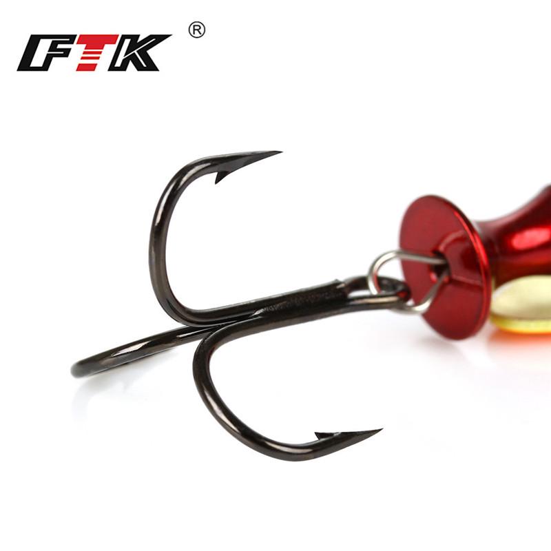 FTK 1PC Long Cast Size2-Size3 Fishing Lures Hook Spinner Spoon Lures With Treble Hooks