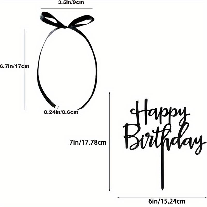 Кокетливый винтажный топпер для торта – Бант и лента с надписью «С Днем рождения», Черный декор для тортов в форме сердца и винтажных праздничных тортов