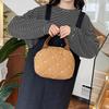 Stitching Embroidery Butterfly Knot Handbag Simple Style Soft Cotton Commuter Lunch Box Bag Student Handheld Bag Pouch