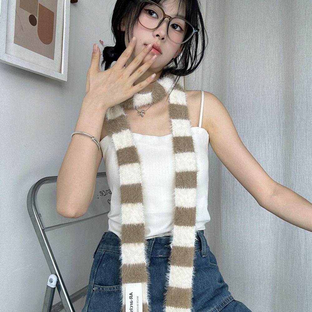 Harajuku Style Long Narrow Scarves Collocation Clothing Accessories Stripe Shawl  Outdoor