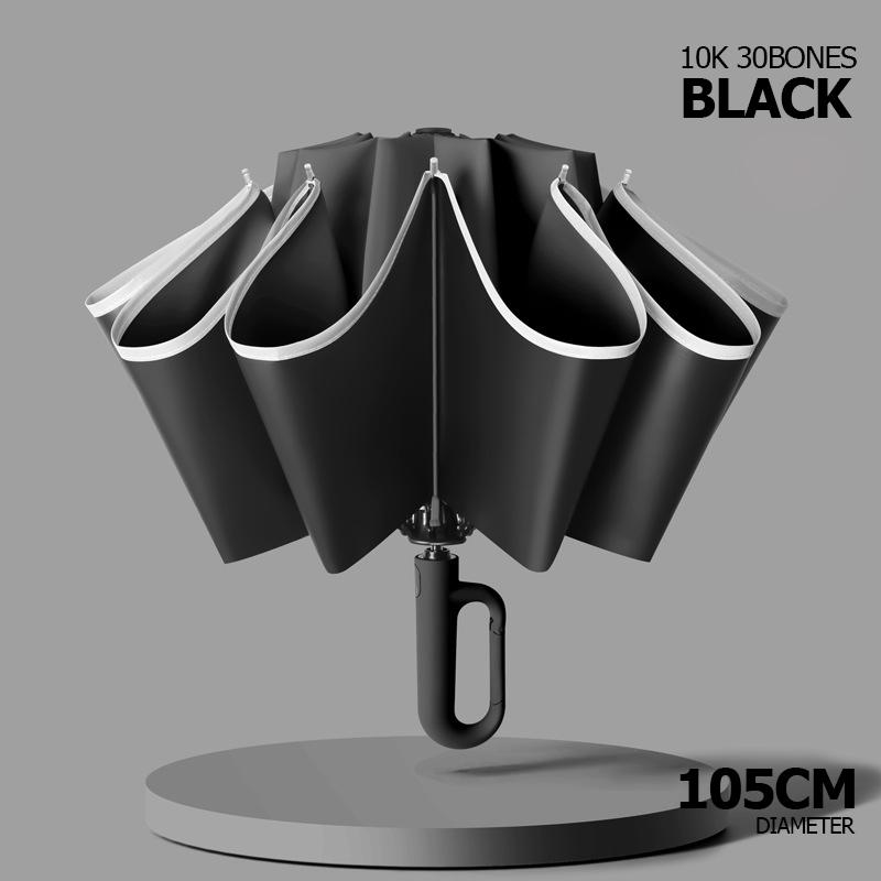 UV Umbrella Windproof Umbrella for Men Women Fully Automatic Reverse Folding Umbrella with Reflective Stripe Carabiner Handle