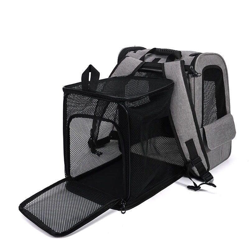 Portable Foldable Pet Expandable Backpack, Breathable Mesh Carrier For Small Dog Cat Travel