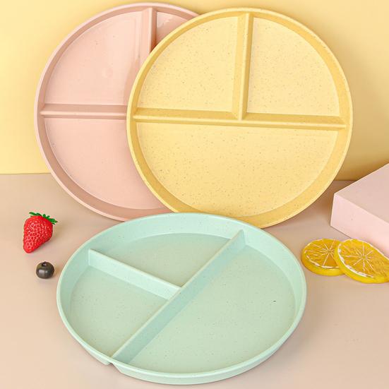 Home Breakfast Tableware Children Three Compartment Divided Meal Plate Weight Loss Ration Unbreakable Dish Plate