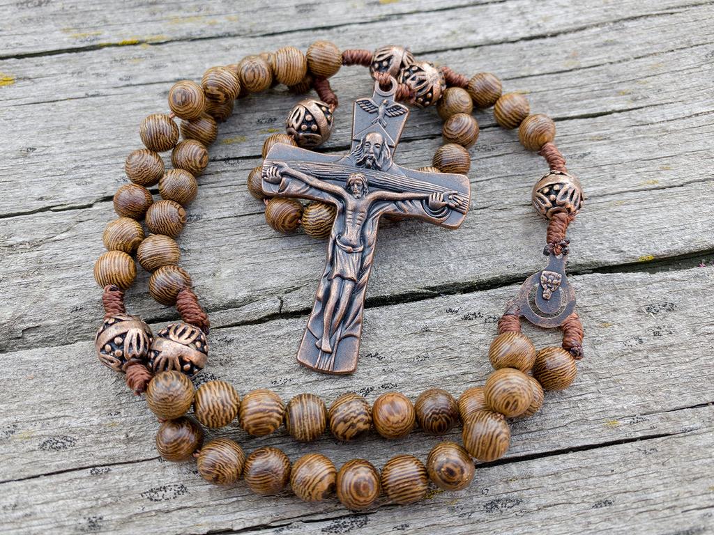 Магазин в Назарете, Отче наш, бусины из дуба, молитвенное ожерелье ручной работы с четками, медальоном Девы Марии и Святым Духом Иисусом xx без драгоценных камней