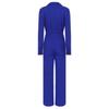 Womens Fashion Jumpsuit Button Front Design Casual Solid Color Turn Down Collar Long Sleeve Coverall