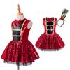 Girls Shiny Sequin Leotard Dress Sleeveless Round Neck Feather Mini Top Hat Carnival Halloween Costume