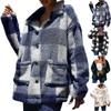 Women's Fashion  And Winter Plush Plaid Long-Sleeved Lapel Casual Jacket