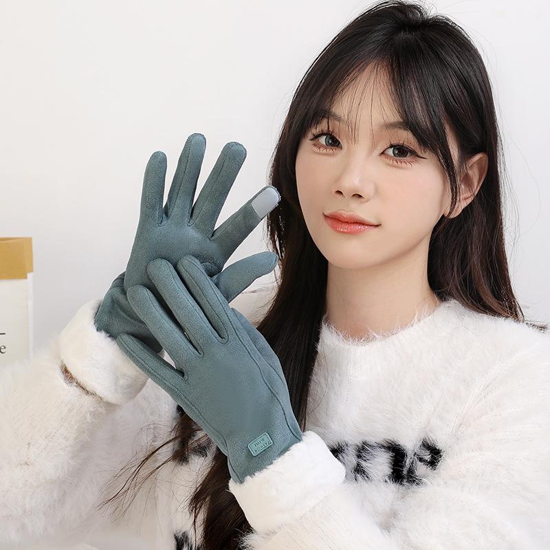 Женские зимние велосипедные перчатки с сенсорным экраном - Утолщенный бархат, Теплые, Защита от холода, Милые для осени и зимы