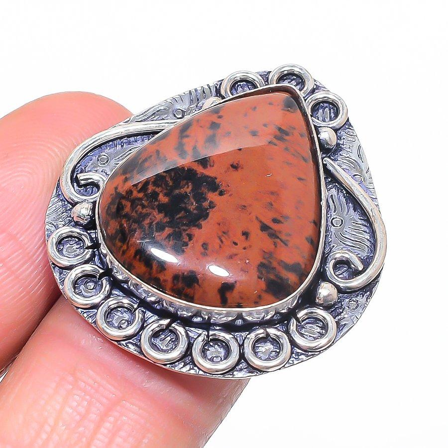 Mahogany Obsidian Gemstone 925 Sterling Silver Jewelry Ring Size 6