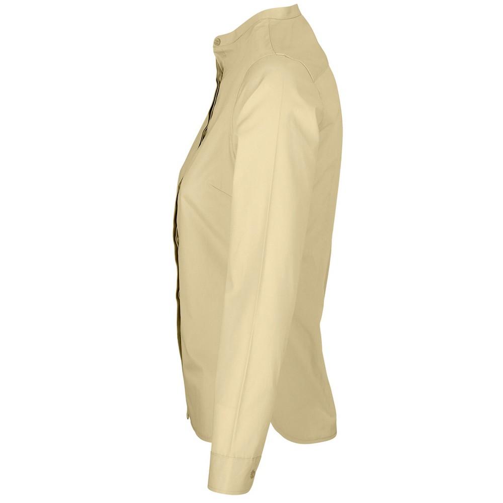 NEOBLU Женская/женская рубашка из поплина с воротником Барт Мао и длинными рукавами