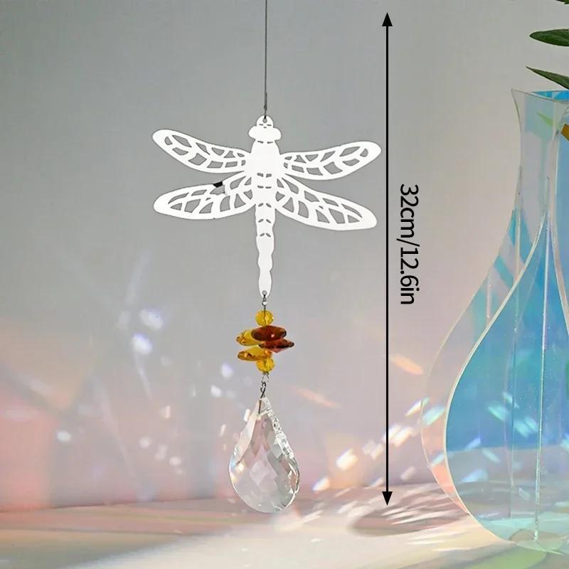 Crystal Suncatcher Sun Moon Tree Wind Chime Prisms Hanging Angel Butterfly Pendants Rainbow Chaser Garden Decor Window Drop Bell