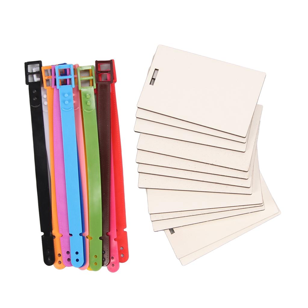 12PCS Blank Luggage Tags Density Board Plastic Double Sided Printable DIY Suitcase Baggage Tags