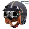 DOT Certified 3/4 Motorcycle Helmet Men Women Retro Style ABS Cruiser Scooter Half With Bluetooth Option