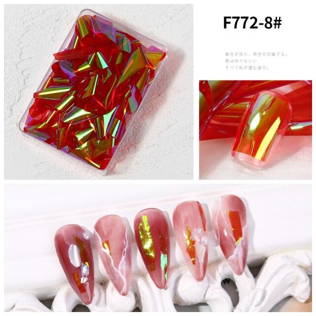 1 Box Aurora Nails Foil Film Sticker Cellophane Paper Korean Nail Glass Foils Trend Design Ice Cube Manicure Nail DIY Decoration